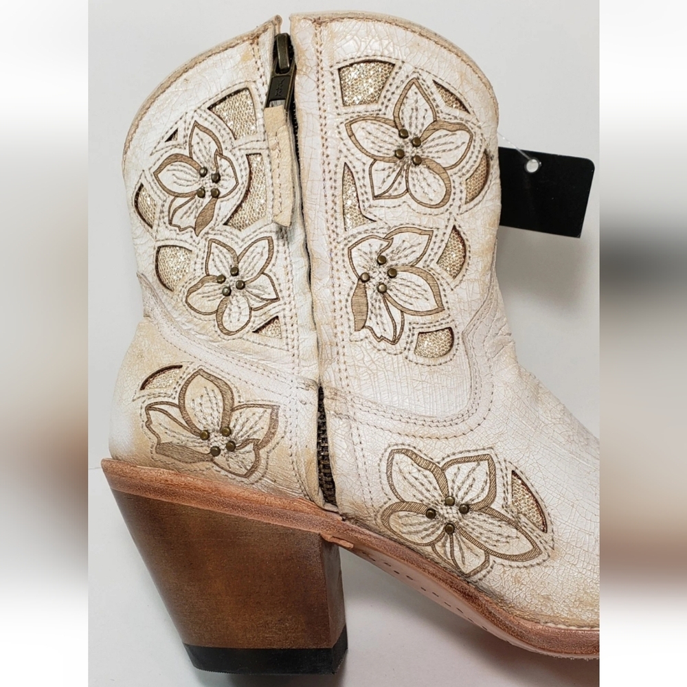 Shyanne Cowboy Boots, Cowgirl Western Wedding Cream Leather Boots, 6.5 *NEW* - Picture 8 of 12